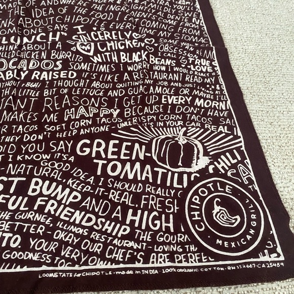 CHIPOTLE MEXICAN GRILL BROWN LARGE BANDANA - Picture 3 of 5